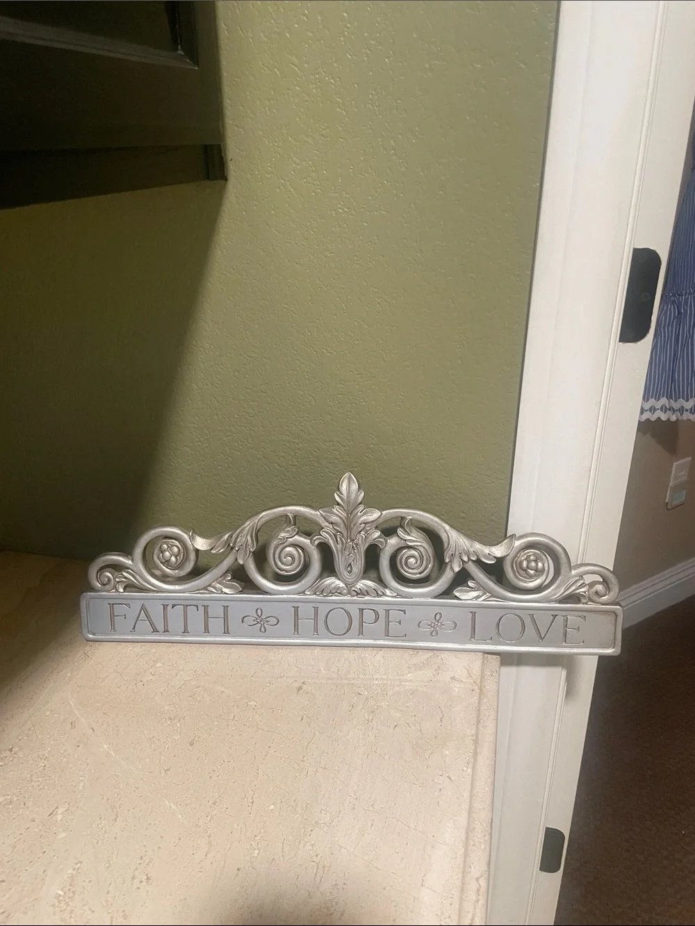 Faith Hope Love Decorative Wall Plaque in Silver